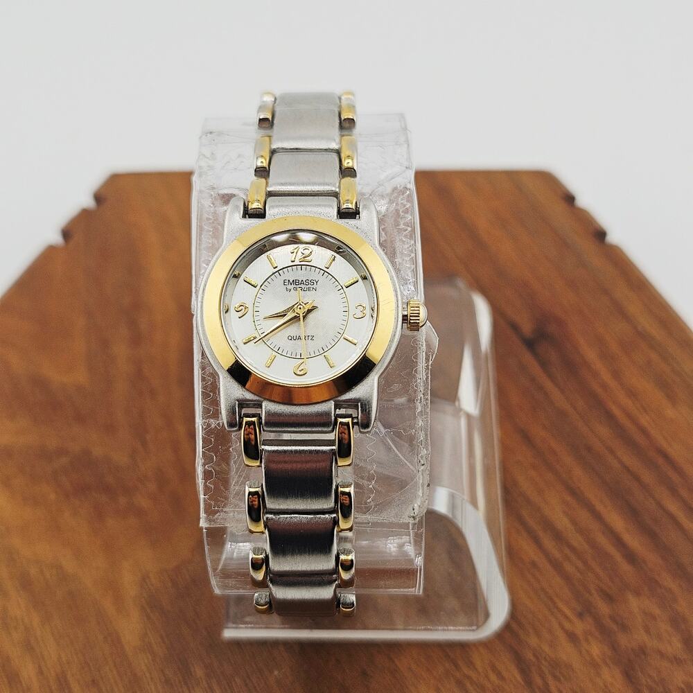 Embassy By Gruen Womens Two Tone Metal Watch Contemporary Simple Classy Everyday